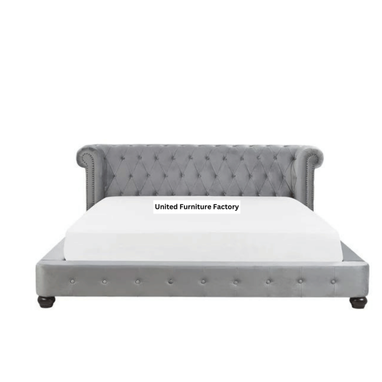 Cavaillon Fabric Upholsterd Double Bed Grey