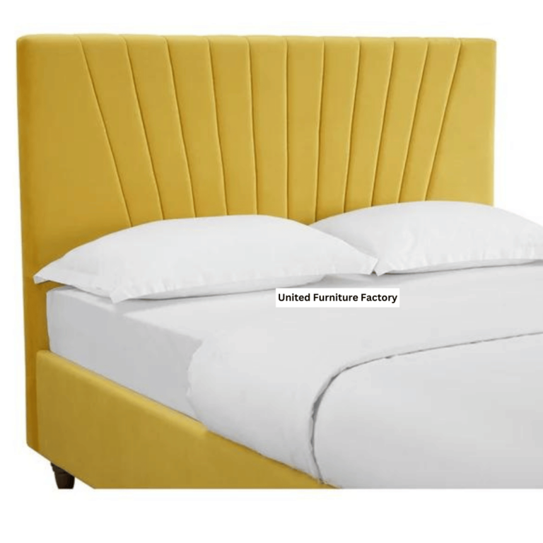 Lexie Double Bed in Mustard Yellow Velvet without storage