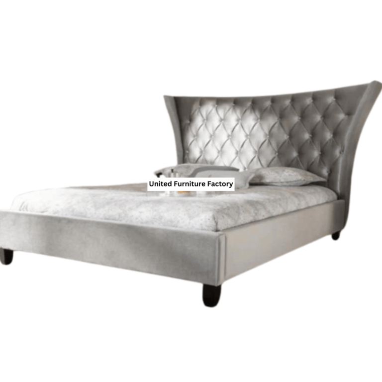 Sky Grey Upholstered Bed without Storage