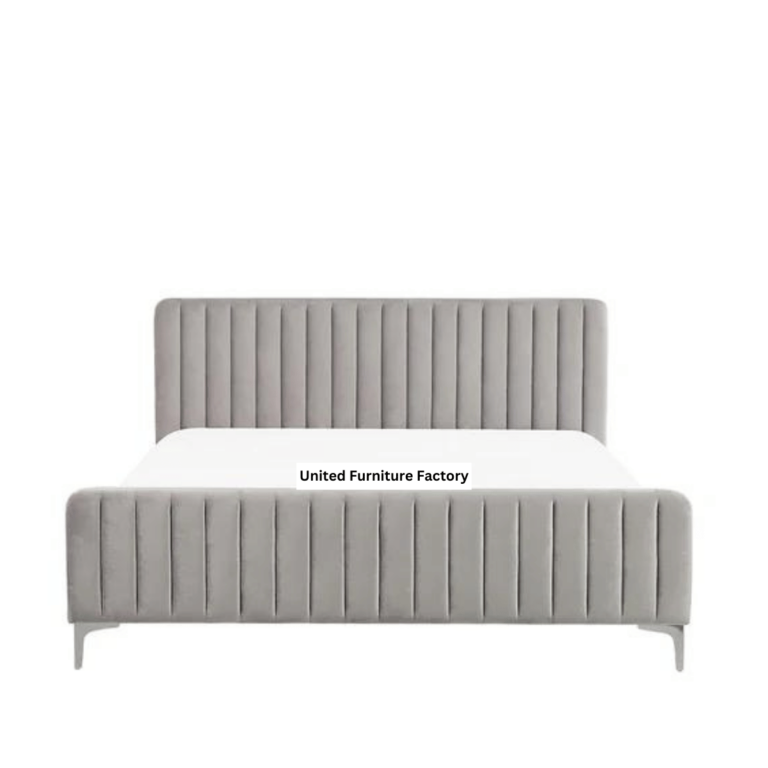 Lunan Velvet Upholstered Bed Grey