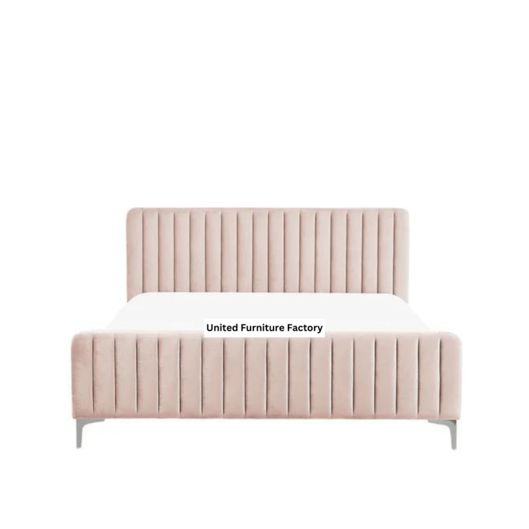 Lunan Velvet Upholstered Bed Pink