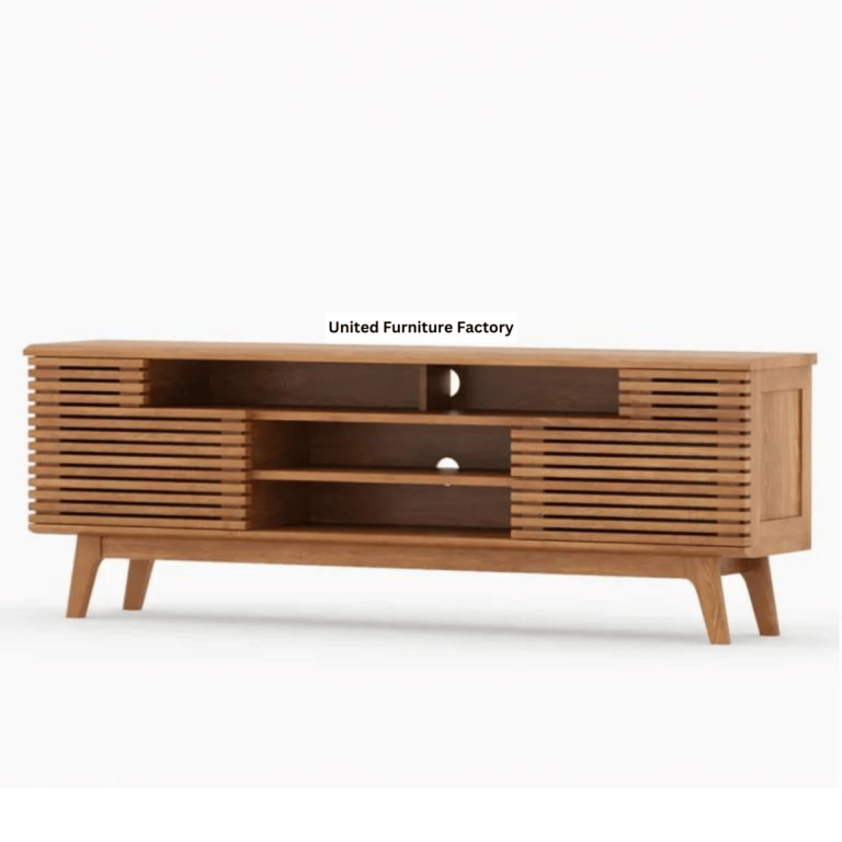 AARON MID-CENTURY MODERN SOLID TEAK WOOD TV MEDIA CABINET