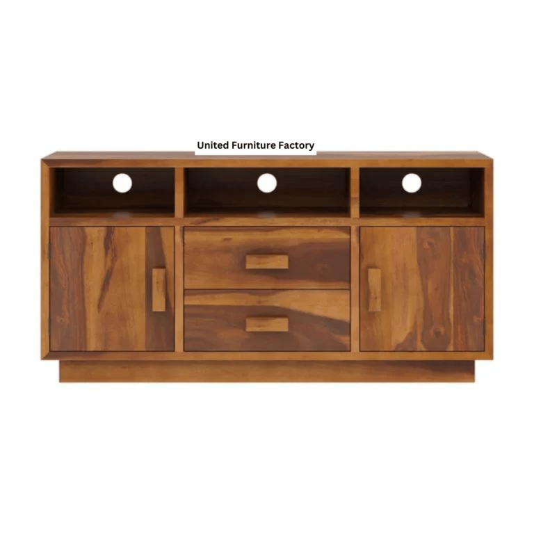 BAARA SOLID WOOD TV MEDIA STAND WITH DRAWERS