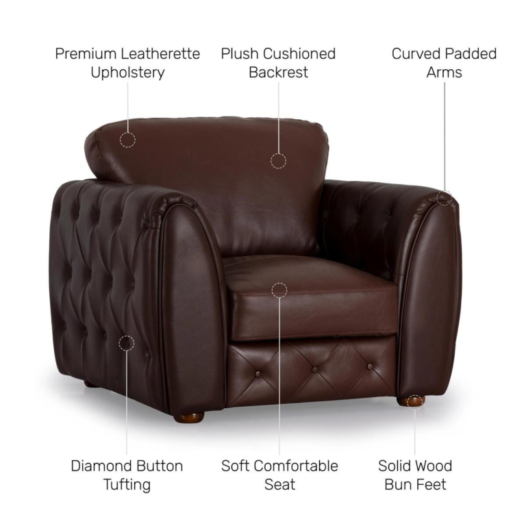 Julian Leatherette | 1 Seater Sofa | Mahogany Brown