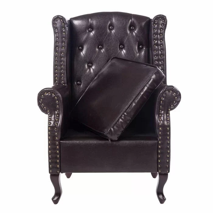 Anken Wide Tufted Wingback Chair |Brown