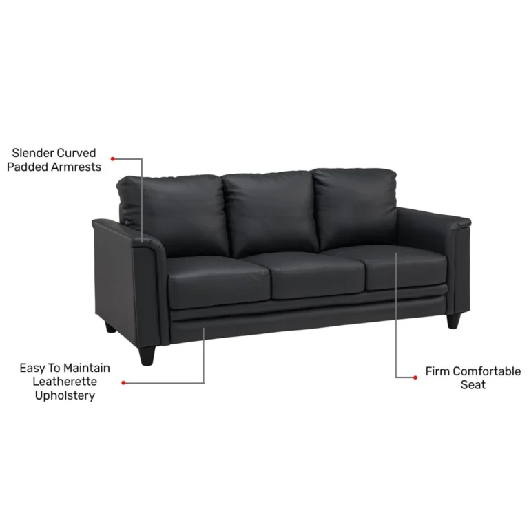 Henrik Leatherette | 3 Seater Sofa in Graphite Grey