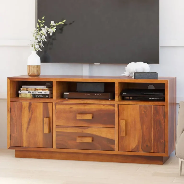 BAARA SOLID WOOD TV MEDIA STAND WITH DRAWERS