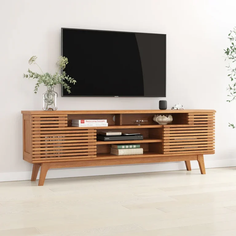 AARON MID-CENTURY MODERN SOLID TEAK WOOD TV MEDIA CABINET